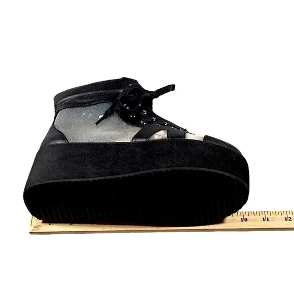 Demonia Boots Womens 7 Platform Holographic Whimsigoth Witch Punk Rave GRIP-102 - Picture 10 of 16